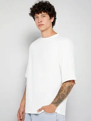 Picture of Men’s Premium White Drop Shoulder Oversized T-Shirt – Casual Stylish Cotton Tee