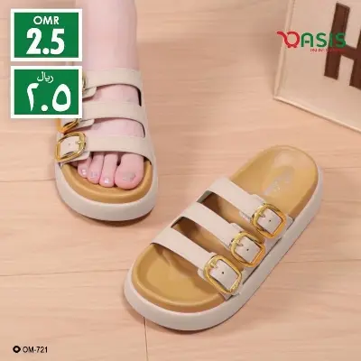 Picture of Women’s Triple Buckle Platform Sandals – Trendy Slip-On Summer Slippers, Comfortable Daily Casual Footwear (Black, Beige, Brown)