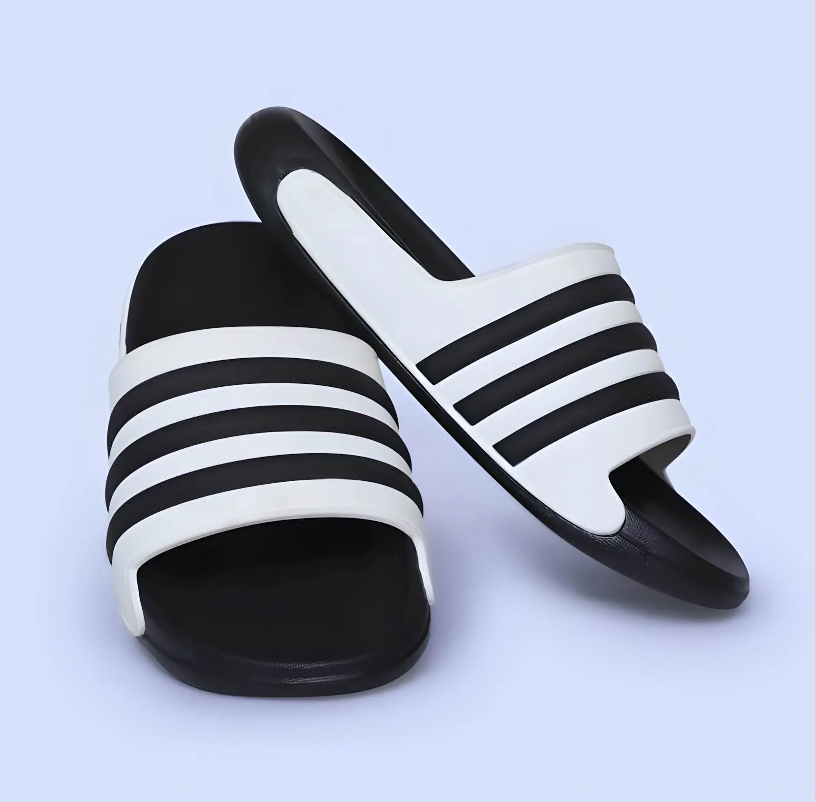 Picture of Men’s Adidas-Style Black & White Slide Slippers – Lightweight, Comfortable & Trendy Casual Footwear