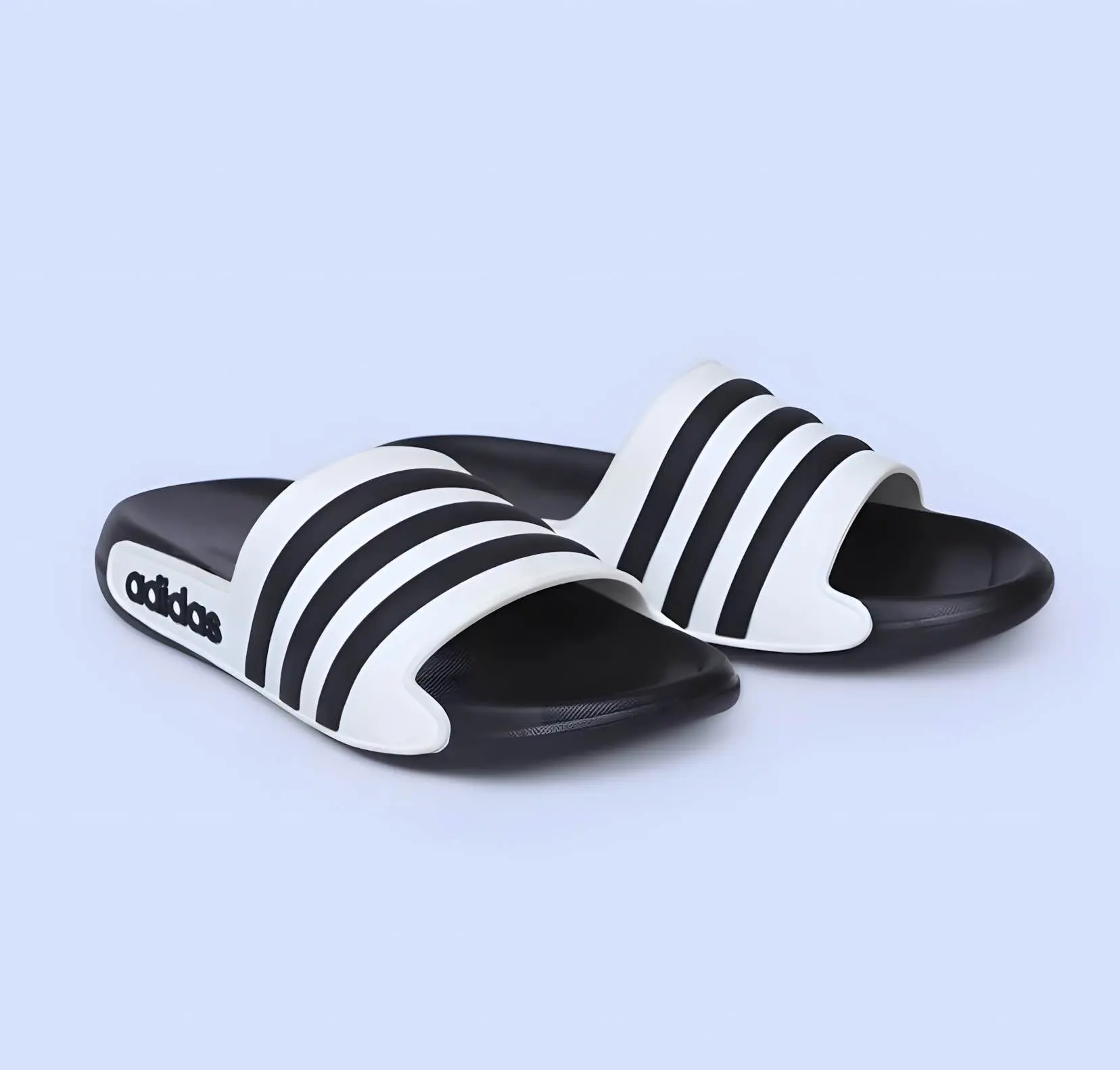 Picture of Men’s Adidas-Style Black & White Slide Slippers – Lightweight, Comfortable & Trendy Casual Footwear