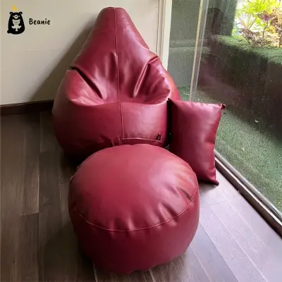 Picture of Leatherette Bean Bags Set - Maroon