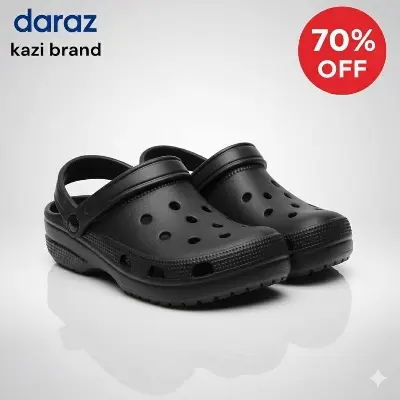 Picture of Unisex Black EVA Foam Clogs – Lightweight Slip-On Sandals with Breathable Holes, Non-Slip Thick Sole, Waterproof & Washable Shoes for Indoor, Outdoor, Beach & Summer Wear – Trendy Comfort Footwear for Men & Women