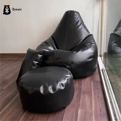 Picture of Leatherette Bean Bags Set - Black