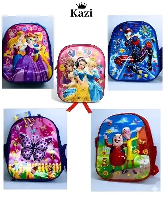 Picture of Kazi Brand Kids 3D Cartoon School Bag for Girls & Boys | Princess, Spiderman, Motu Patlu, Captain America, Butterfly Backpack | Play Group / Nursery / KG Class | Waterproof