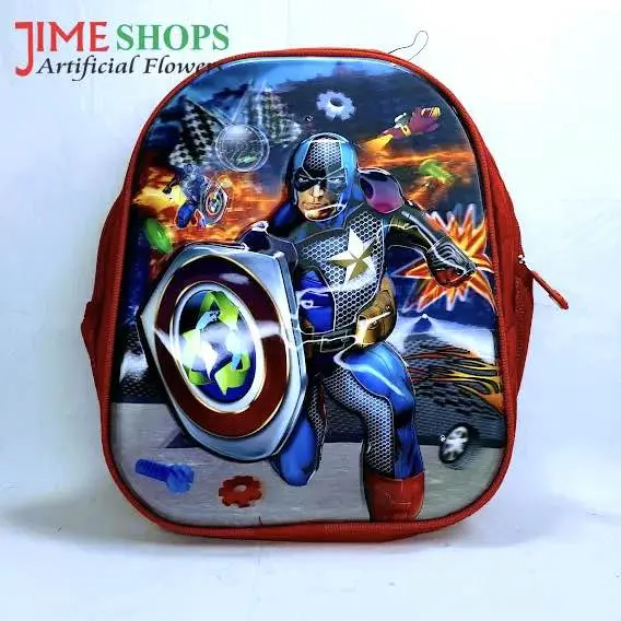 Picture of Kazi Brand Kids 3D Cartoon School Bag for Girls & Boys | Princess, Spiderman, Motu Patlu, Captain America, Butterfly Backpack | Play Group / Nursery / KG Class | Waterproof