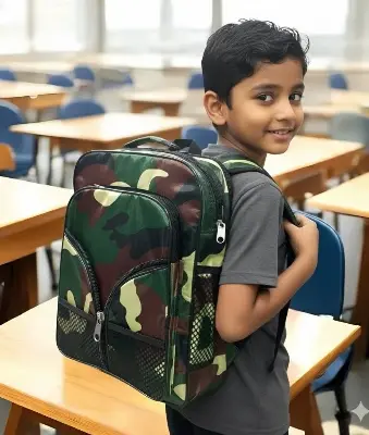 Picture of NEW Army School Bag for Boys/Girls 🎒 | 🔥 Camouflage Military Backpack | Primary/High Quality Kids Bag | Waterproof