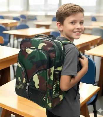 Picture of NEW Army School Bag for Boys/Girls 🎒 | 🔥 Camouflage Military Backpack | Primary/High Quality Kids Bag | Waterproof