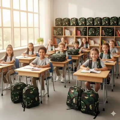Picture of NEW Army School Bag for Boys/Girls 🎒 | 🔥 Camouflage Military Backpack | Primary/High Quality Kids Bag | Waterproof