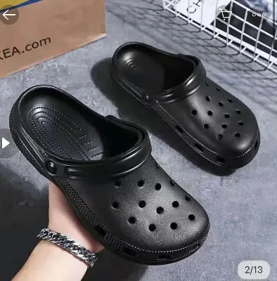 Picture of Unisex Black EVA Clogs – Lightweight Slip-On Sandals with Breathable Holes, Non-Slip Thick Sole, Waterproof & Washable Summer Shoes for Indoor, Outdoor, Beach & Casual Wear – Comfortable Trendy Footwear for Men & Women