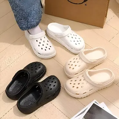 Picture of Unisex Black Crocs-Style EVA Clogs – Lightweight Slip-On Sandals with Breathable Ventilation Holes, Non-Slip Soft Sole, Waterproof & Washable Casual Footwear for Garden, Beach, Shower, Indoor & Outdoor Use – Comfortable Shoes for Men & Women