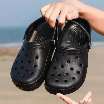 Picture of Unisex Black Crocs-Style EVA Clogs – Lightweight Slip-On Sandals with Breathable Ventilation Holes, Non-Slip Soft Sole, Waterproof & Washable Casual Footwear for Garden, Beach, Shower, Indoor & Outdoor Use – Comfortable Shoes for Men & Women