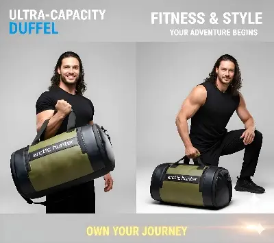 Picture of PREMIUM EDITION – Arctic Hunter Travel & Gym Bag – Unisex 4-in-1 Compact, Waterproof & Stylish Duffel for Men, Women & Boys | Small Size Sports, Fitness & Workout Bag