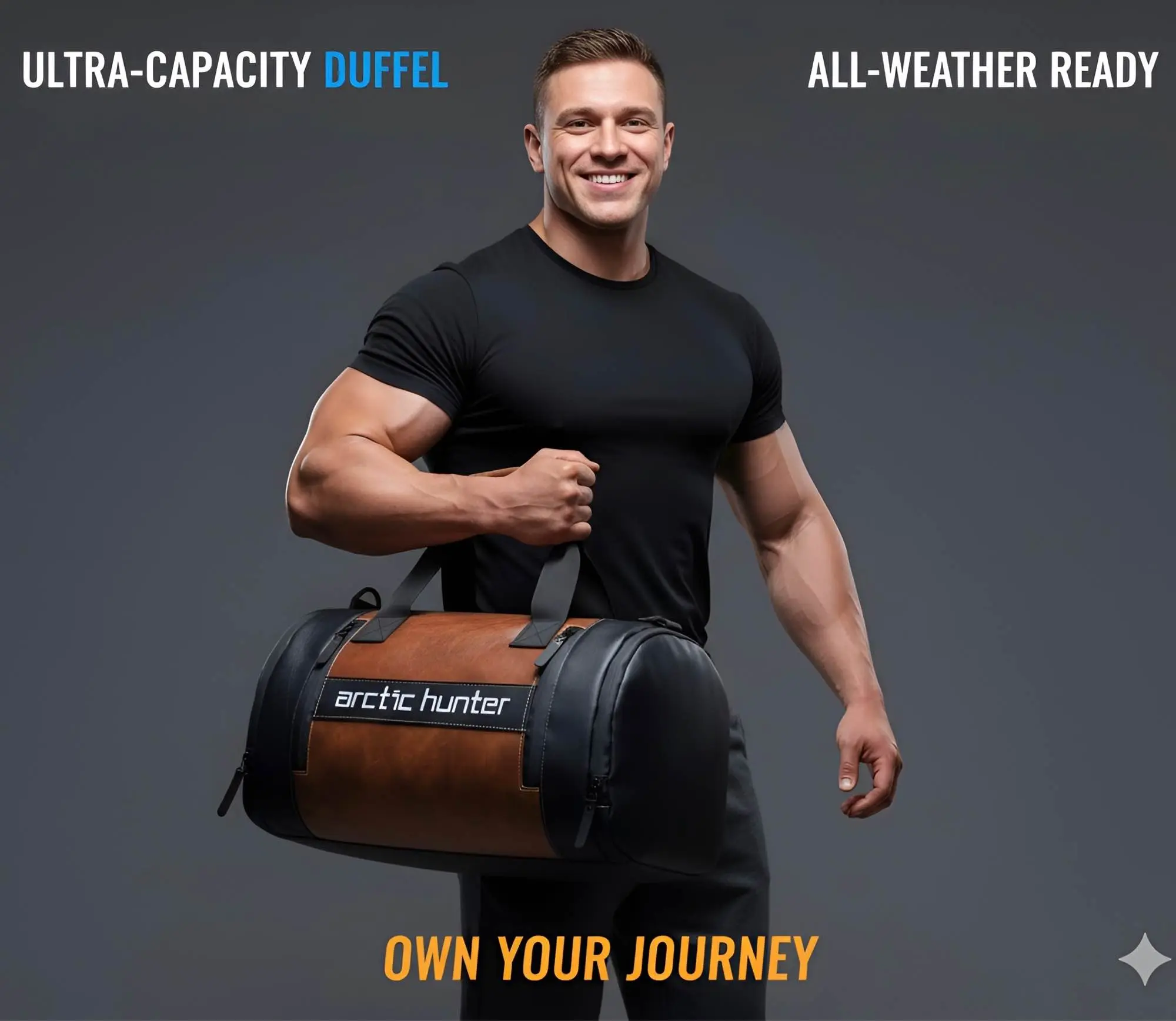 Picture of Next-Gen Premium Small Gym & Sports Duffel Bag – Unisex 4-in-1 Waterproof Travel, Fitness & Workout Bag | Compact, Stylish & Durable High-Quality Leather Gym Bag for Men, Women & Boys | Top Choice Sport & Gym Bag 2025