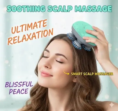 Picture of AMIR 4D Premium Electric Scalp & Body Massager – Handheld Wireless Head Scratcher with 96 Kneading Nodes, Red Light Therapy for Hair Growth, Stress Relief, Pain Relief & Pet-Friendly Use