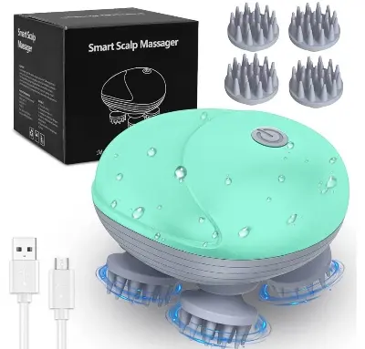 Picture of AMIR 4D Premium Electric Scalp & Body Massager – Handheld Wireless Head Scratcher with 96 Kneading Nodes, Red Light Therapy for Hair Growth, Stress Relief, Pain Relief & Pet-Friendly Use