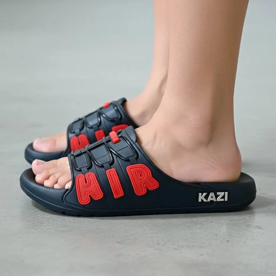 Picture of Men’s Black AIR Slides & Sandals – Trendy Fashionable Lightweight Comfortable Slippers & Shoes, New Design for Daily, Summer, Casual & Perfect Stylish Wear, Available in Black, Blue, White & Multiple Colors, Fashionable & Comfortable for All Ages