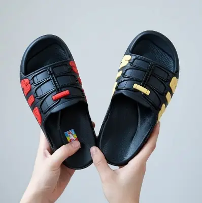 Picture of Men’s Black AIR Slides & Sandals – Trendy Fashionable Lightweight Comfortable Slippers & Shoes, New Design for Daily, Summer, Casual & Perfect Stylish Wear, Available in Black, Blue, White & Multiple Colors, Fashionable & Comfortable for All Ages