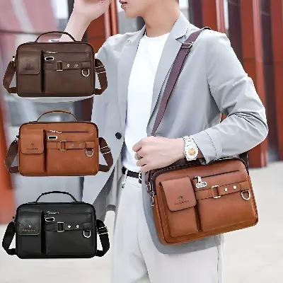 Picture of 🔥 Trendy Men's Business Crossbody Bag | Premium PU Leather Office Shoulder Messenger Bag for Men | Casual Handbag