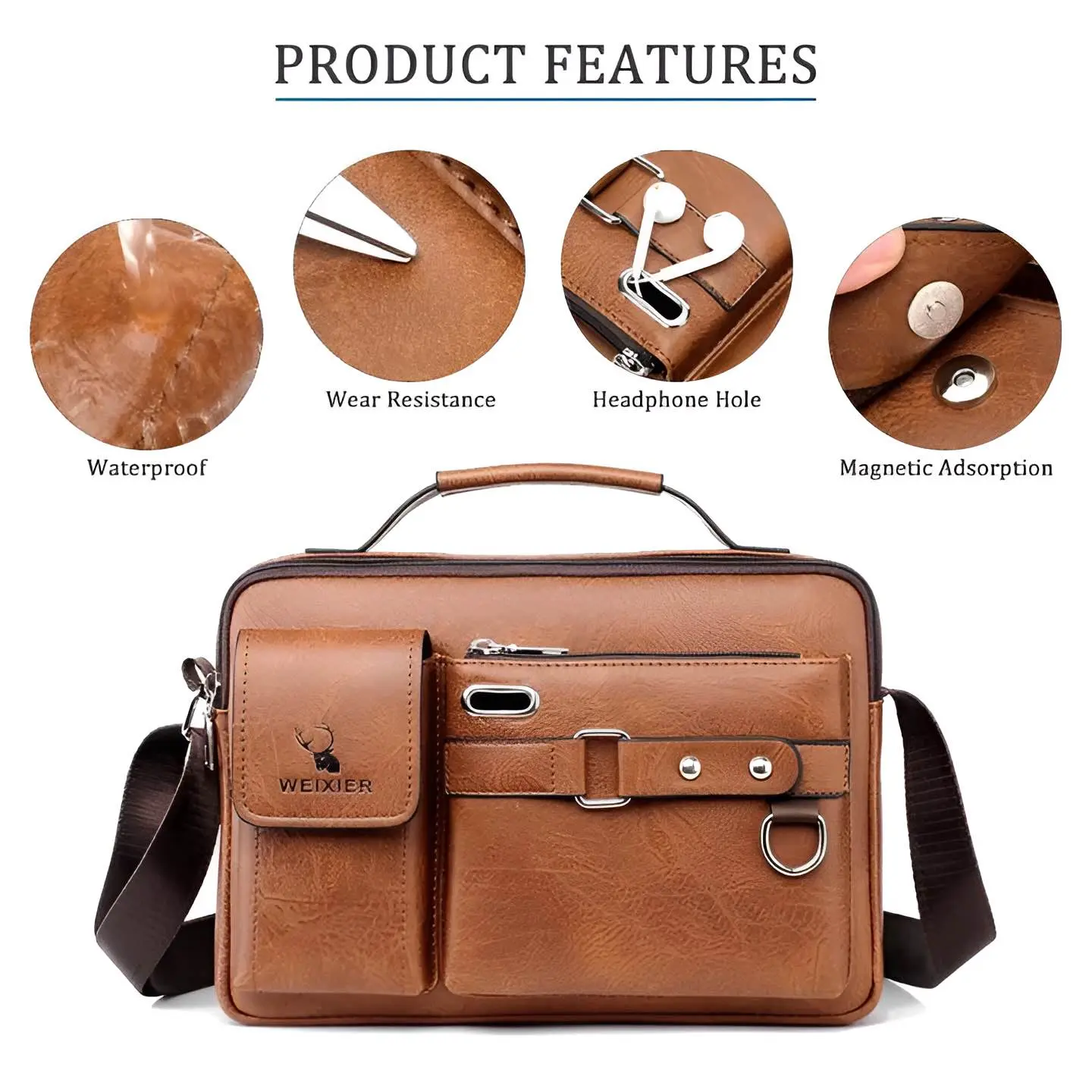 Picture of 🔥 Trendy Men's Business Crossbody Bag | Premium PU Leather Office Shoulder Messenger Bag for Men | Casual Handbag