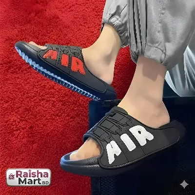 Picture of Men’s AIR Slides / AIR Sandals – Men’s AIR Print Slides / Sandals, Trendy AIR Design Slides / Slippers, Light Weight AIR Slides Slipper Sandals, Fashionable AIR Slides/Slipper, কালো AIR Slides (Kalo AIR Slides), Cheleder Slides/Slippers, AIR স্যান্ডেল / A