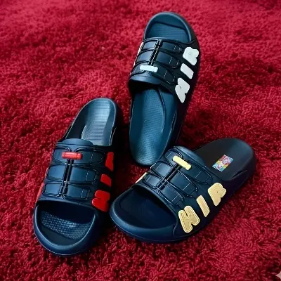 Picture of Men’s AIR Slides / AIR Sandals – Men’s AIR Print Slides / Sandals, Trendy AIR Design Slides / Slippers, Light Weight AIR Slides Slipper Sandals, Fashionable AIR Slides/Slipper, কালো AIR Slides (Kalo AIR Slides), Cheleder Slides/Slippers, AIR স্যান্ডেল / A