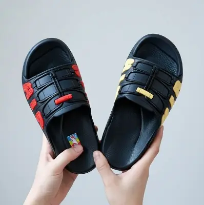 Picture of Men’s AIR Slides / AIR Sandals – Men’s AIR Print Slides / Sandals, Trendy AIR Design Slides / Slippers, Light Weight AIR Slides Slipper Sandals, Fashionable AIR Slides/Slipper, কালো AIR Slides (Kalo AIR Slides), Cheleder Slides/Slippers, AIR স্যান্ডেল / A