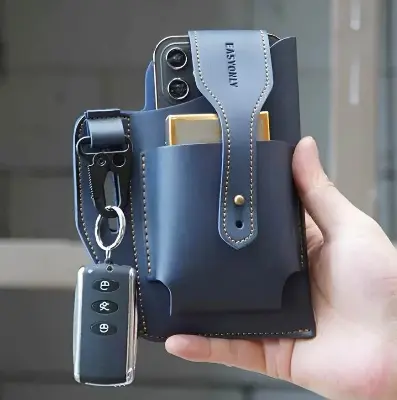 Picture of Trendy Men's PU Leather Tactical Belt Bag for Phone & Wallet | Multifunction Waterproof Crossbody Waist Holster