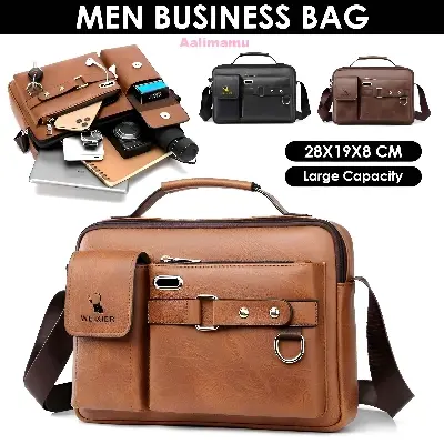 Picture of Premium Men’s PU Leather Messenger Bag – Multi Pocket Shoulder & Handbag for Everyday Use