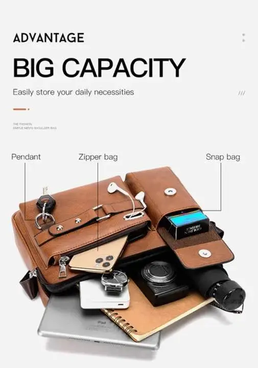 Picture of Premium Men’s PU Leather Messenger Bag – Multi Pocket Shoulder & Handbag for Everyday Use