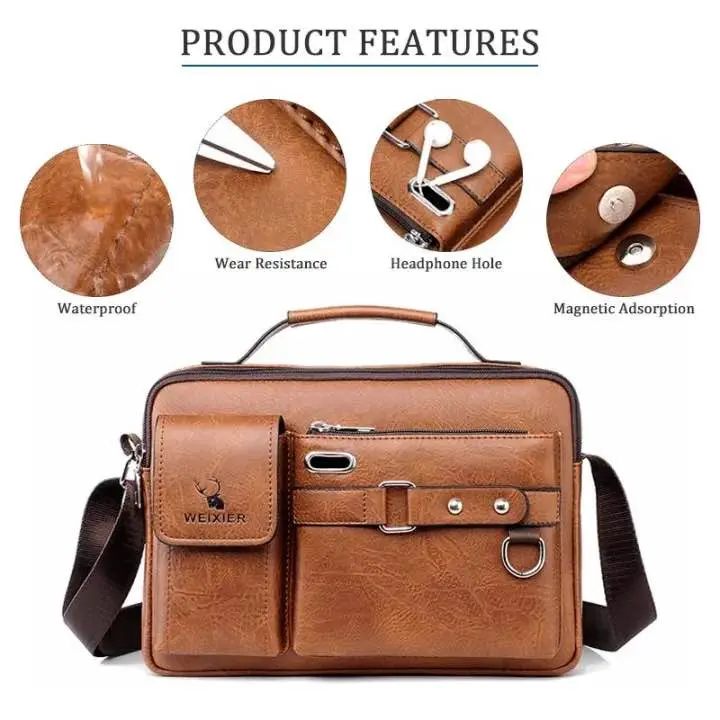 Picture of Premium Men’s PU Leather Messenger Bag – Multi Pocket Shoulder & Handbag for Everyday Use
