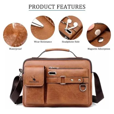 Picture of Premium Men’s PU Leather Messenger Bag – Multi Pocket Shoulder & Handbag for Everyday Use