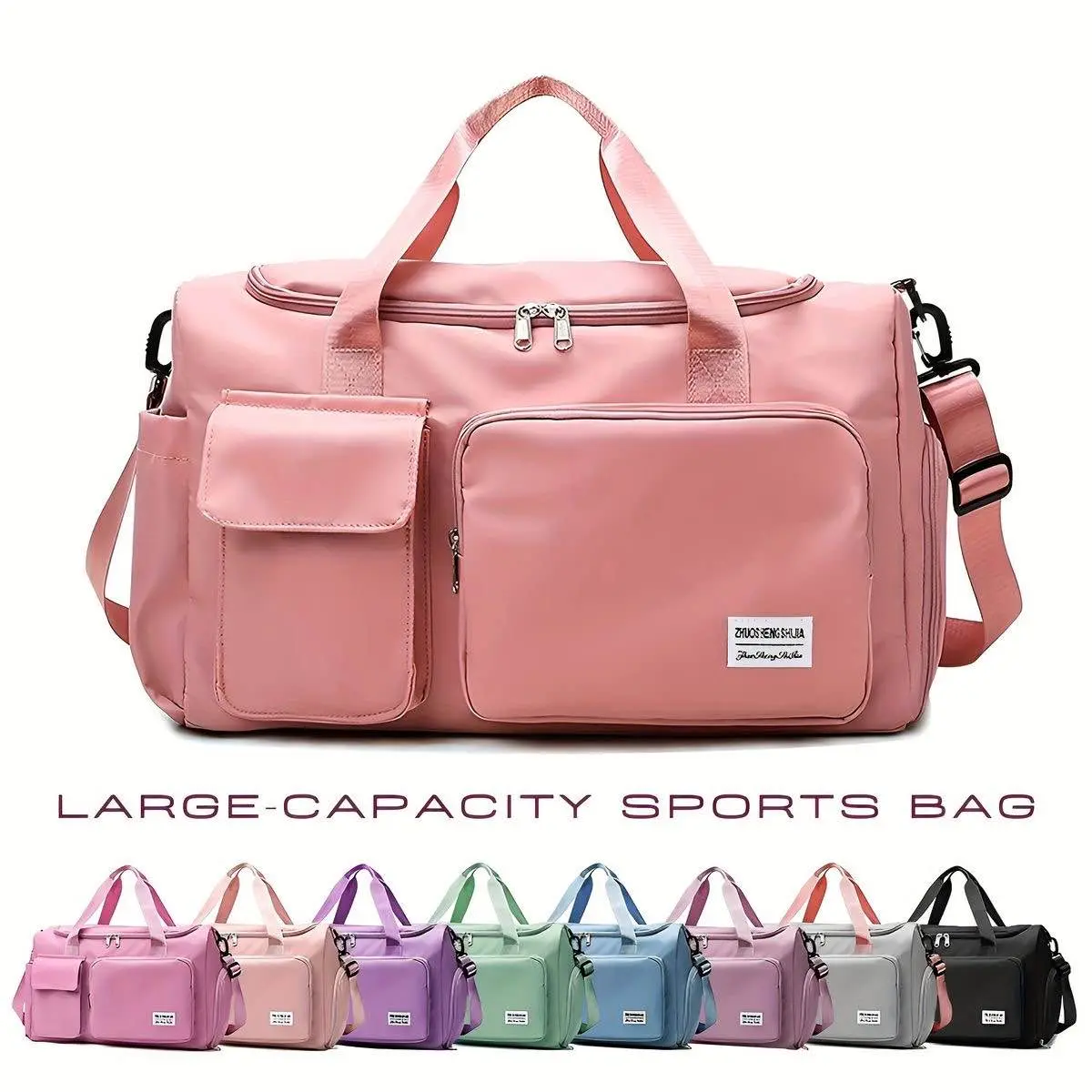 Picture of Premium Large Capacity Travel & Gym Duffel: The Ultimate Waterproof Bag with Smart Shoe & Wet Pockets (Purple & Pink Edition)