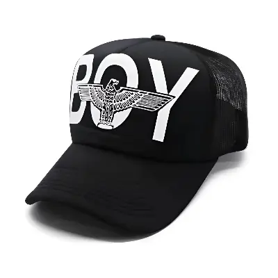 Picture of Trendy Marshmello & BOY Eagle Logo Black Trucker Cap Collection – Stylish Half Mesh Hat