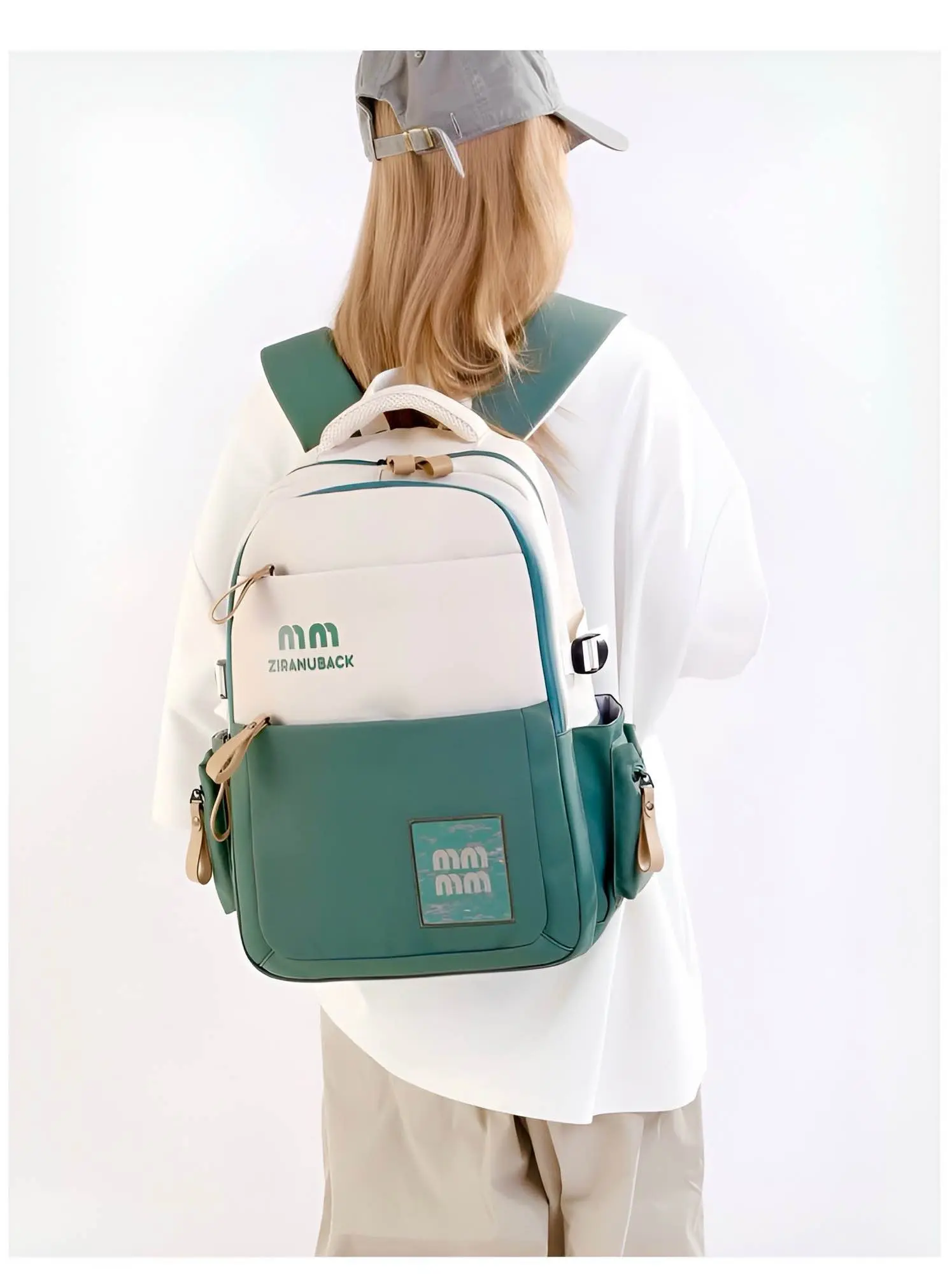 Picture of ZIRANUBACK Two-Tone Casual College Backpack | Fashionable Large Capacity School Bag for Teenagers (Girls & Boys) | Lightweight Travel & Laptop Bag