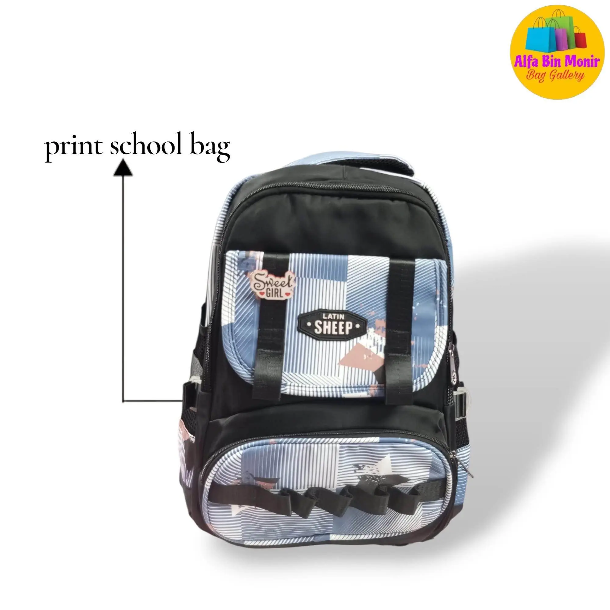 Picture of Latin Sheep ICON Premium School Bag | VIRAL Korean Fashion Large Capacity Nylon Backpack for Boys & Girls | Best Seller Colour Block