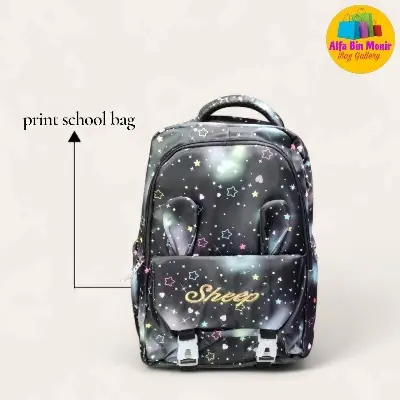 Picture of 🔥 [NEW] Latin Sheep ICON Premium School Bag | Korean Style Large Capacity Nylon Backpack for Boys & Girls | 4-Colour Trendy Design