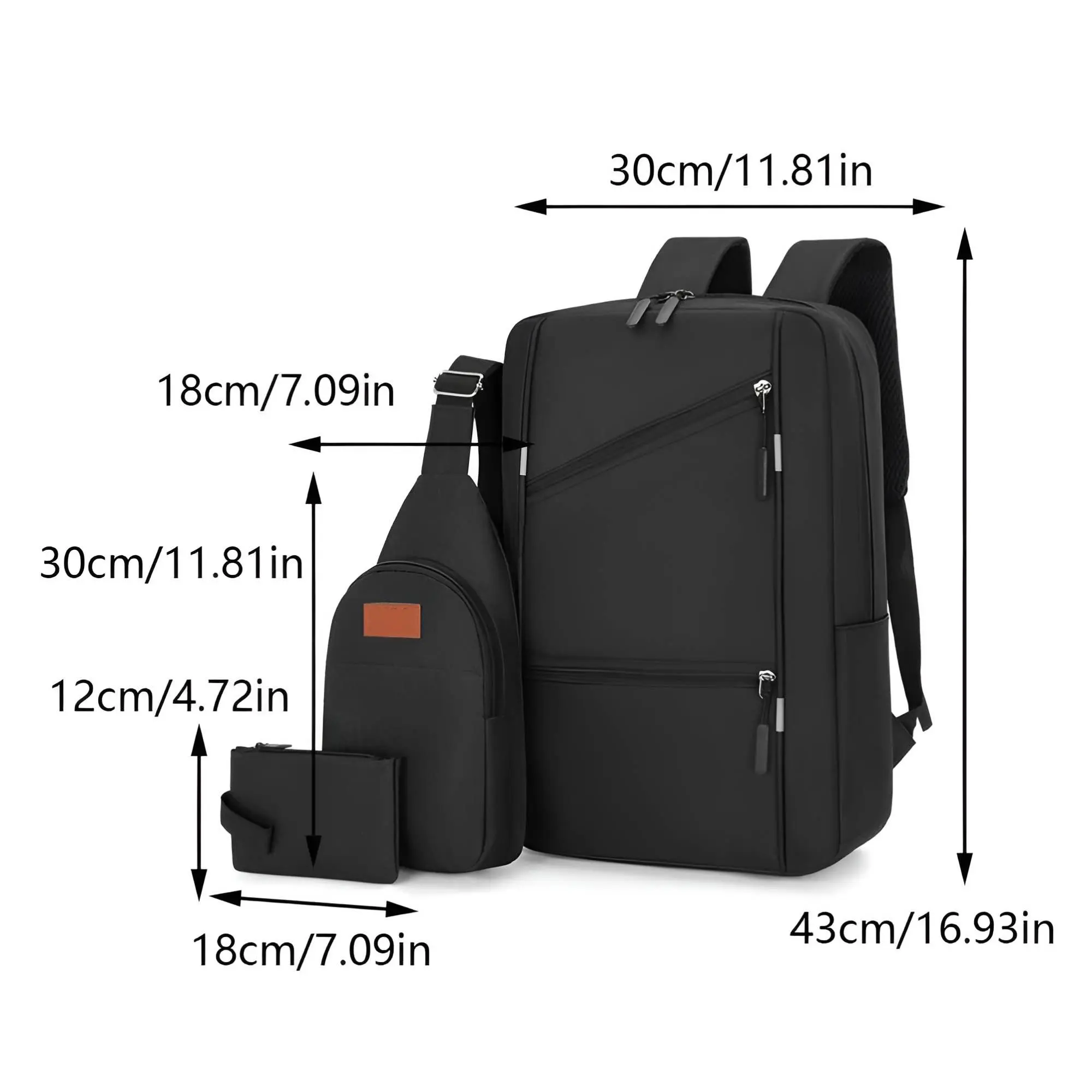 Picture of Premium 3PCS Combo Pack – Kazi Brand Men’s Casual Waterproof Laptop & Computer Backpack Set | College, Travel & Everyday Use