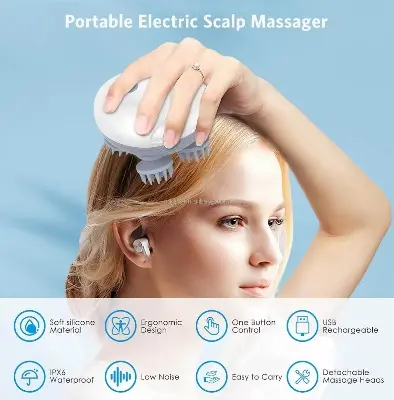 Picture of Premium Electric Scalp Massager – Handheld Head Scratcher with 96 Kneading Nodes for Stress Relief, Pain Reduction & Relaxation | Portable Massager for Men & Women | Perfect Gift