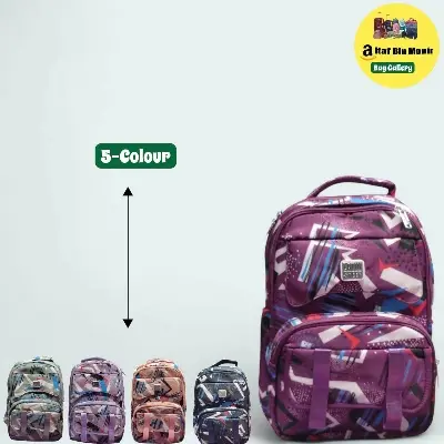 Picture of Girls Stylish Backpack (Korean Cute Print) | Waterproof School Bag for Kids & Teens | Large Capacity, Best Quality, Pink Purple Galaxy