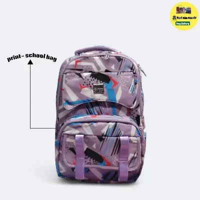 Picture of Girls Stylish Backpack (Korean Cute Print) | Waterproof School Bag for Kids & Teens | Large Capacity, Best Quality, Pink Purple Galaxy