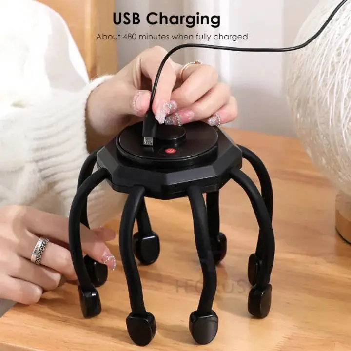 Picture of HEGRU Premium 3-Mode Electric Octopus Claw Head & Scalp Massager – Therapeutic Vibration for Stress Relief, Headache Relaxation & Better Sleep | Portable Rechargeable Head Spa Device for Men & Women