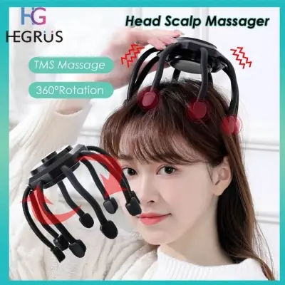 Picture of HEGRU Premium 3-Mode Electric Octopus Claw Head & Scalp Massager – Therapeutic Vibration for Stress Relief, Headache Relaxation & Better Sleep | Portable Rechargeable Head Spa Device for Men & Women