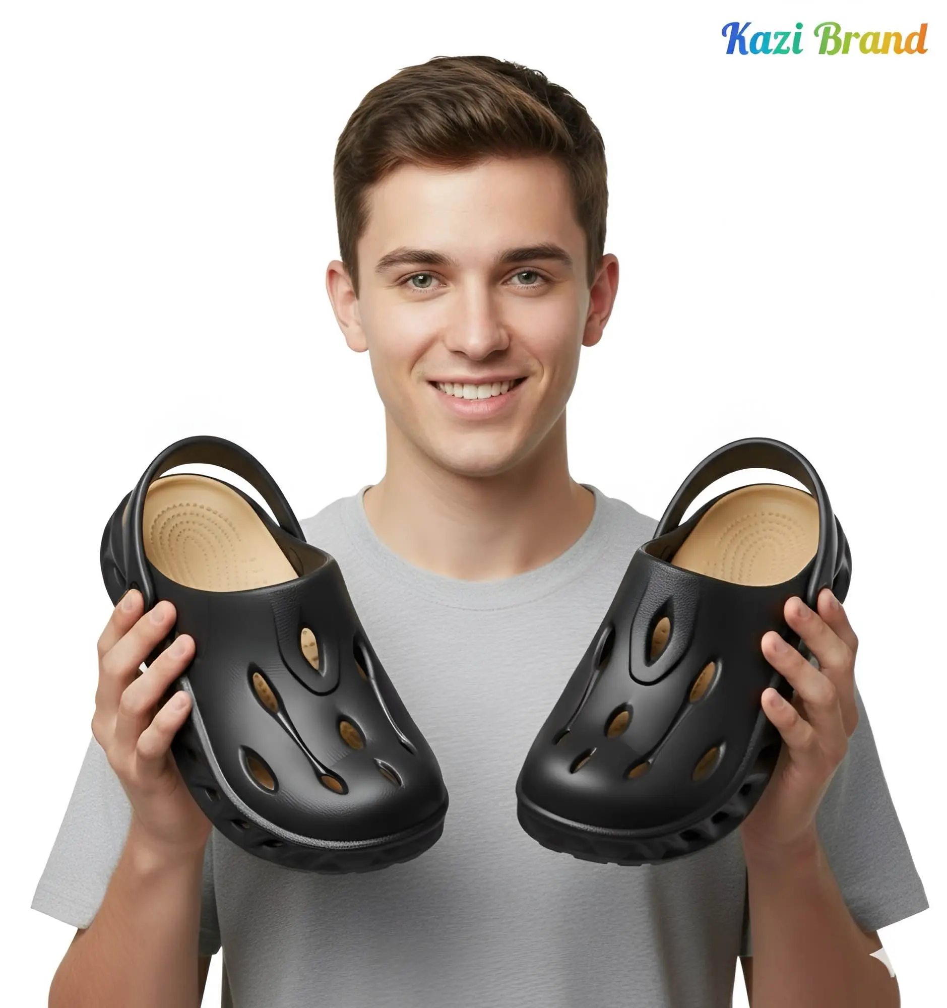 Picture of AirFlex Men’s Premium EVA Clogs Sandals – Black, Blue & Beige | Ultra-Light, Breathable & Comfortable Slip-On Footwear for Daily Use