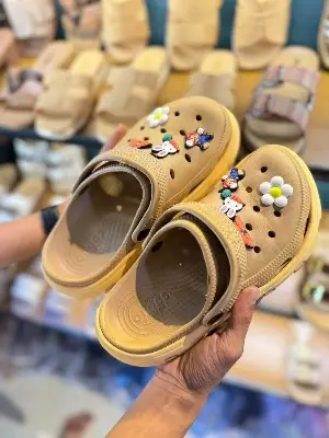 Picture of 👑 TRENDY Crocs Style Clogs Sandal with Jibbitz Charm | Kazi Brand Clogs For Girls/Women | Soft & Comfy EVA Foam Slipper | Non-Slip Platform Hole Shoes