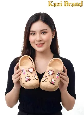 Picture of 🔥 New Model Trendy Crocs Style Women’s Clogs | Soft Lightweight EVA Sandals with Cute Jibbitz Charm | Non-Slip Casual Shoes for Girls/Women
