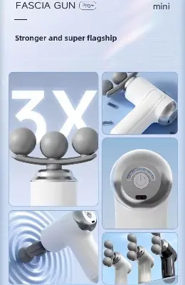 Picture of [6-in-1 Pro] Fascia Massage Gun – 6-Speed Silent Deep Tissue Percussion Body Massage | Wireless & Rechargeable | Full Body Pain Relief for Athletes & Home Gym | Portable Muscle Recovery Tool