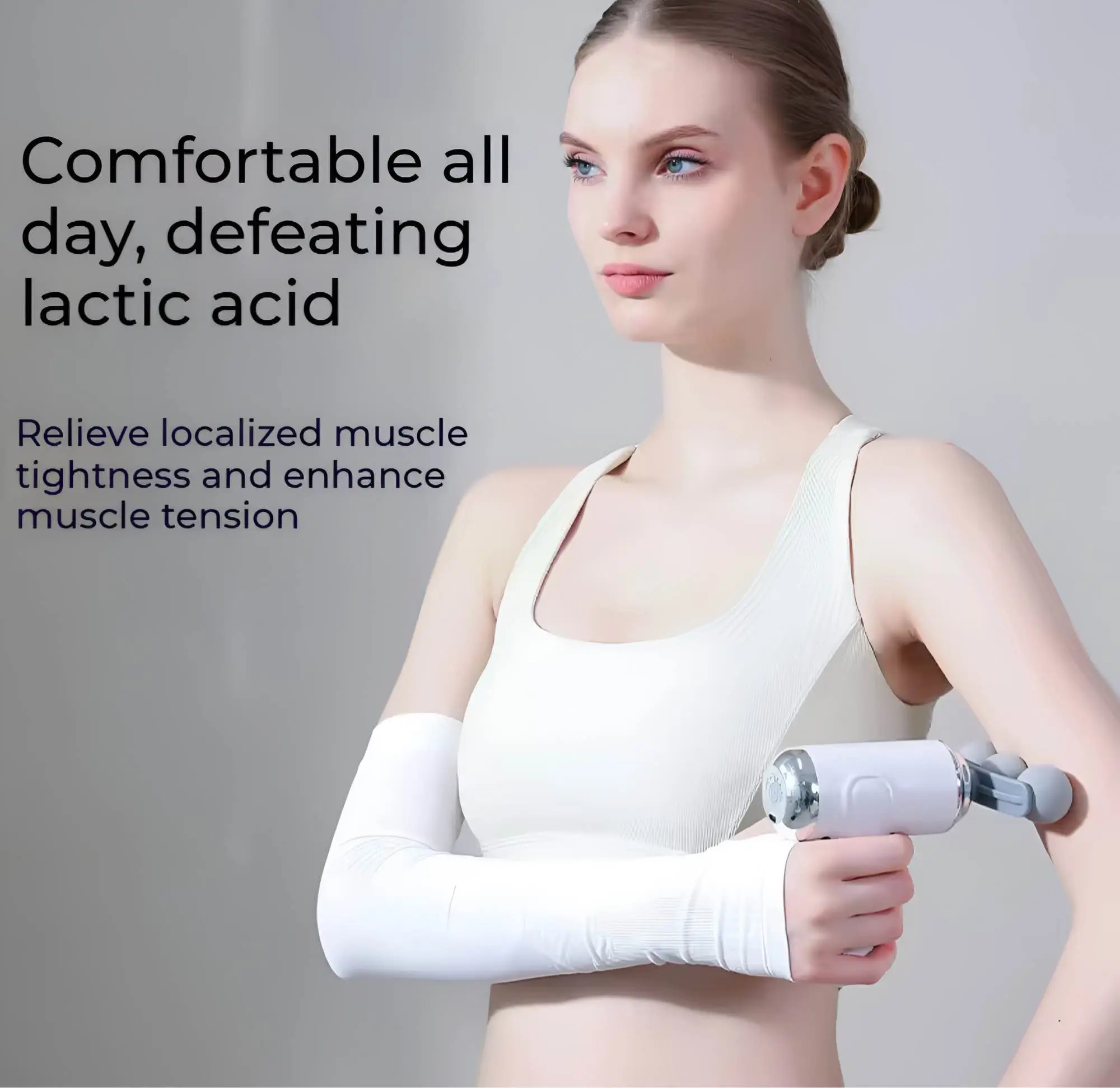 Picture of 6 Speed Mini Massage Gun Three-head Big Area Deep Tissue Percussion Relieve Fatigue Wireless Electric Massage Gun