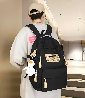 Picture of Trendy Cute & Aesthetic Black Backpack | Large Capacity for School, College & Travel
