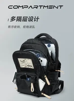 Picture of Trendy Cute & Aesthetic Black Backpack | Large Capacity for School, College & Travel