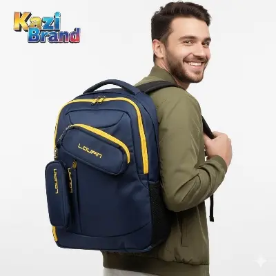 Picture of Bag Laptop Backpack for Men Boys | Loupin Kazi Brand New Trendy Waterproof School College Office Travel Daypack | Smart Anti-Theft 18 Inch USB Charging | Blue Black Coffee Available